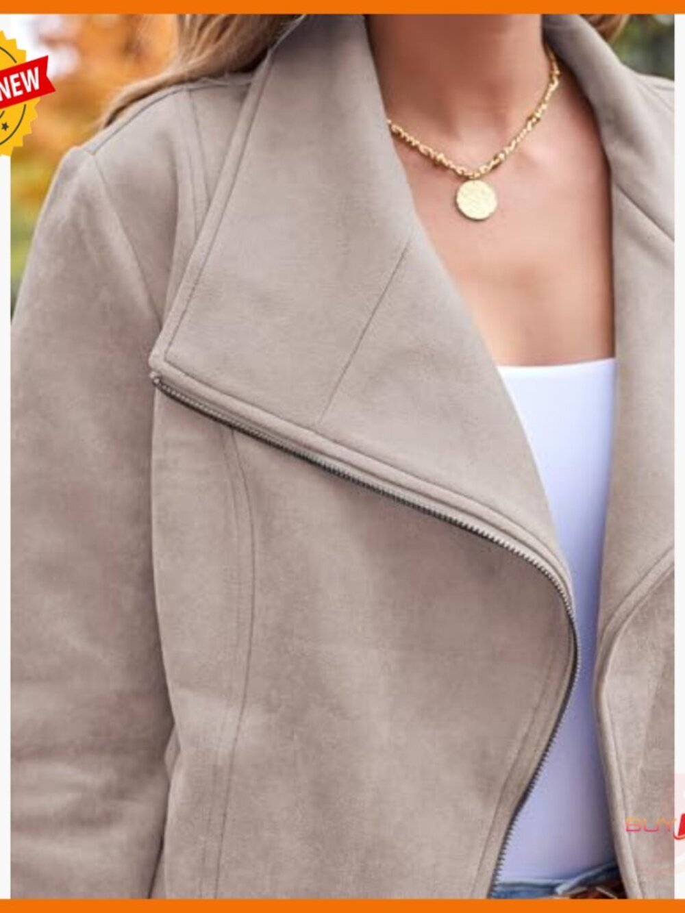 Faux Suede Cropped Jacket Open Front Cardigan Style Leather Look - Picture 5 of 5